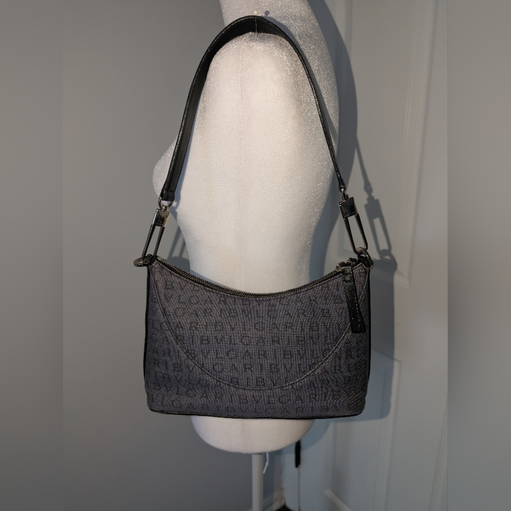 Bvlgari Logomania Blue Denim Shoulder Bag